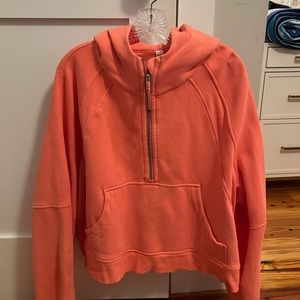 raspberry cream lululemon half zip scuba